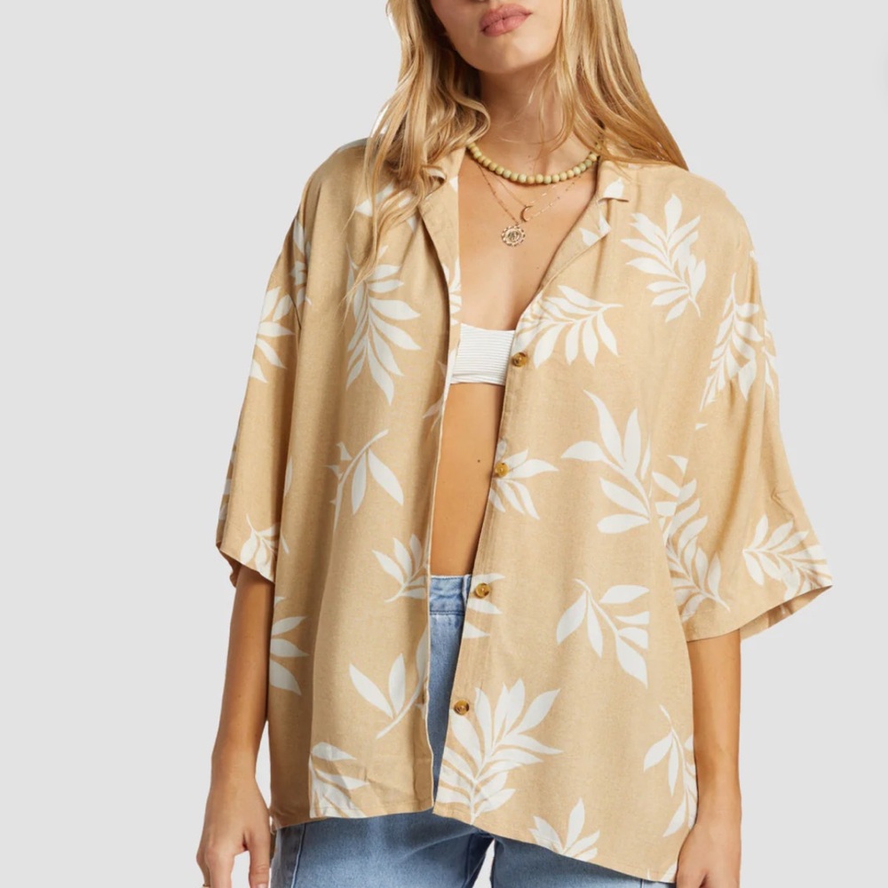 BILLABONG BEACH SIDE OVERSIZED SHORT SLEEVE SHIRT MULTI - WOMENS